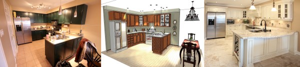 3D computer generated image of kitchen cabinets wall units