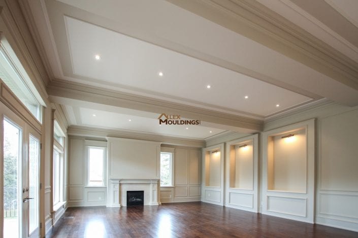 living room designed with ceiling and wall trims